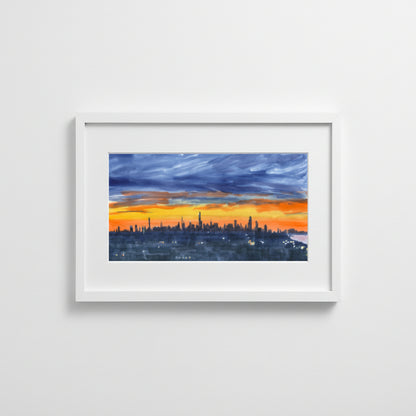 After the Storms, Downtown Skyline, From Uptown, Watercolor Painting