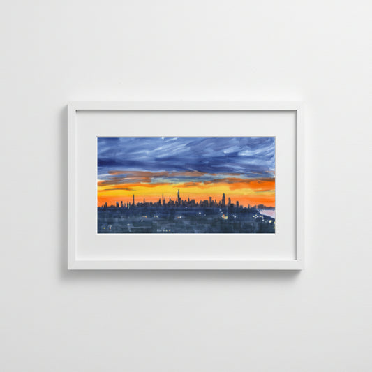 After the Storms, Downtown Skyline, From Uptown, Watercolor Painting