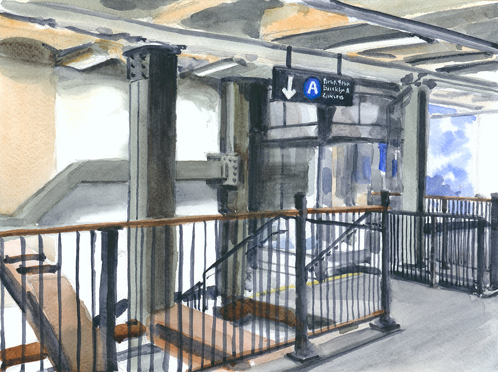 Uptown or Downtown, Subway Painting, Watercolor, Plein Air