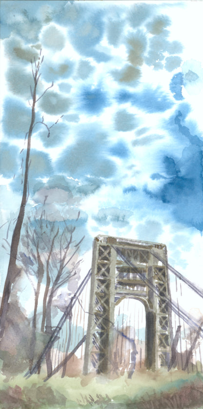 GWB From Palisades, New Jersey, watercolor painting