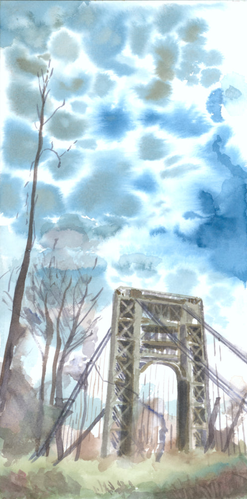 GWB From Palisades, New Jersey, watercolor painting