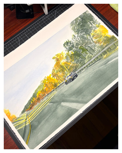 On the Way Home, Fall 2026, Autumn, Upstate New York, watercolor painting