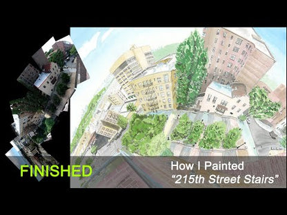 215th Street Stairs Painting, Inwood, Manhattan, Watercolor Print