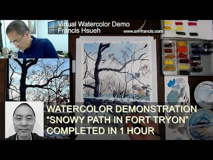 Snowy Path in Fort Tryon Park, NYC, watercolor painting