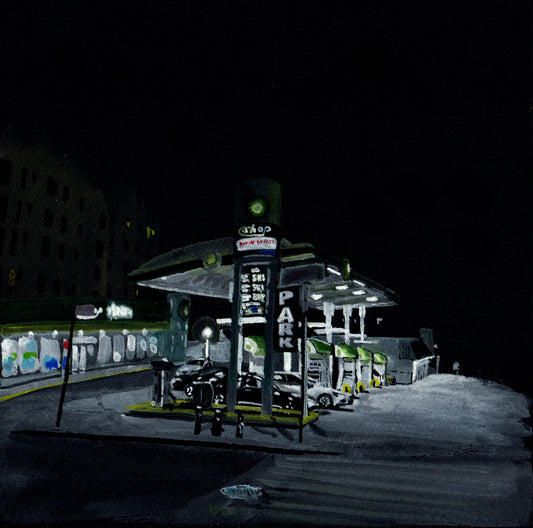 BP Gas Station at Night