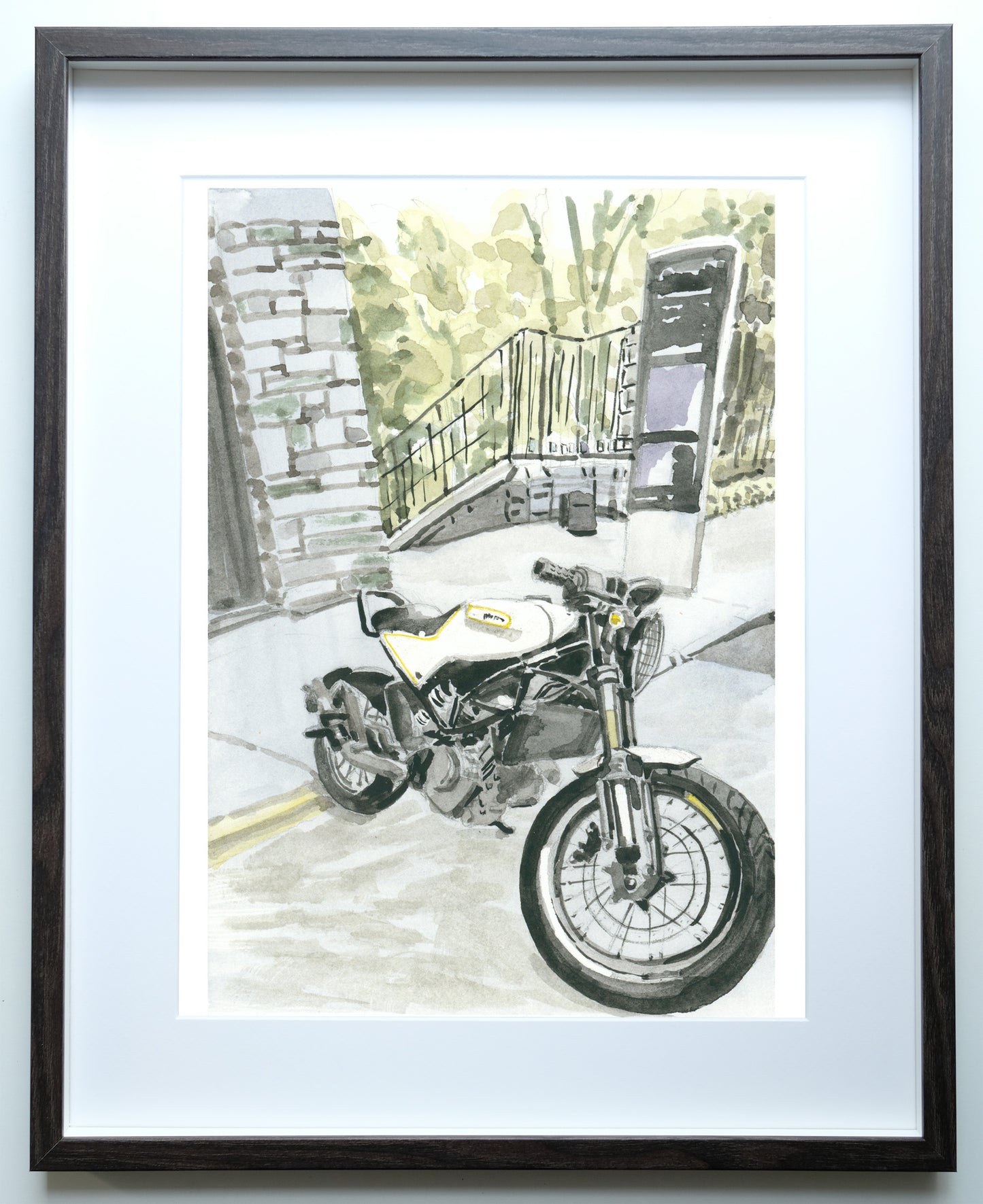 Husqvarna Motorcycle Painting, 5x7 Watercolor Print, Washington Heights, Classic Bikes