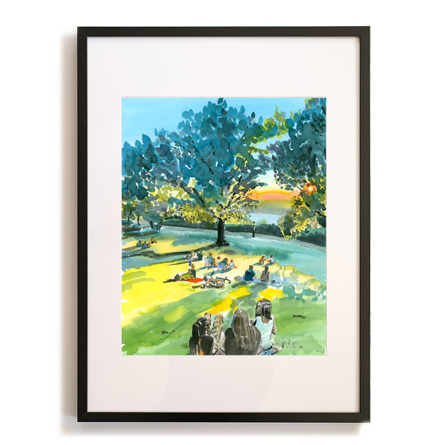 Billings Lawn 2, Fort Tryon, Watercolor, Hudson River, River Scene