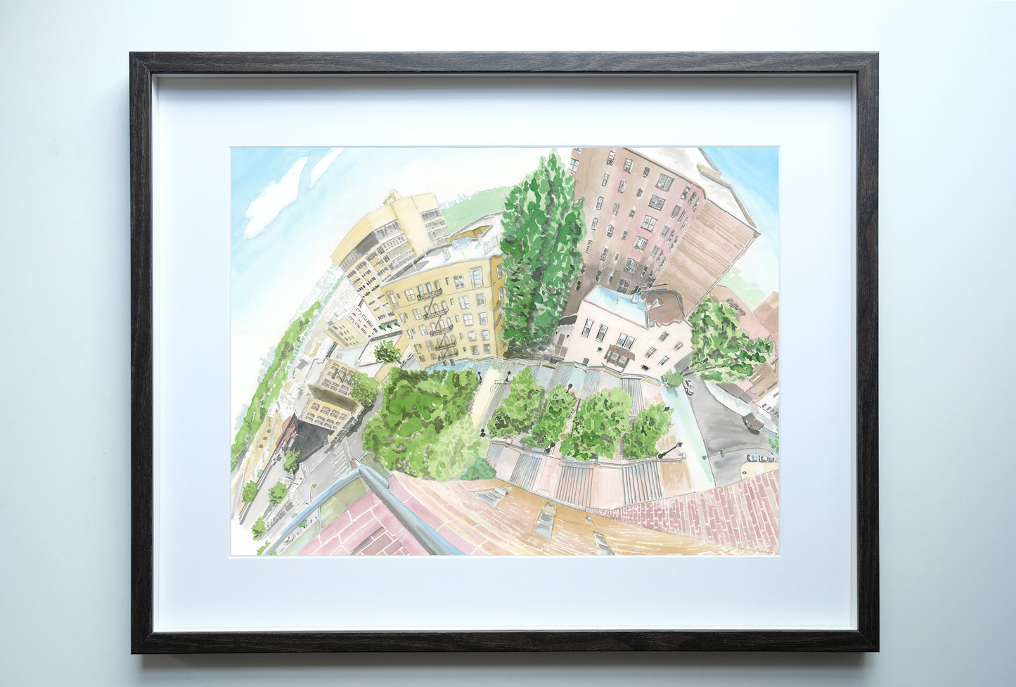 215th Street Stairs Painting, Inwood, Manhattan, Watercolor Print