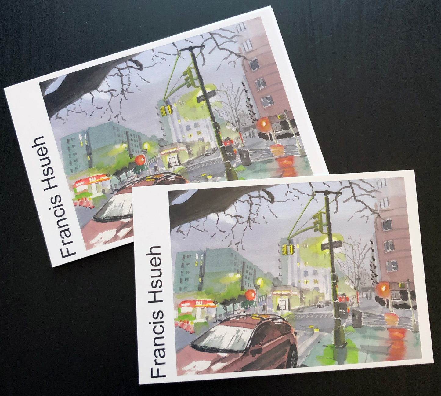 Foggy Intersection Painting, Postcard