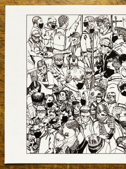 Postcard-Subway Commuters Wearing Masks