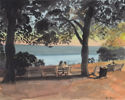 Linden Terrace, Fort Tryon Park, Park Bench, River Scene