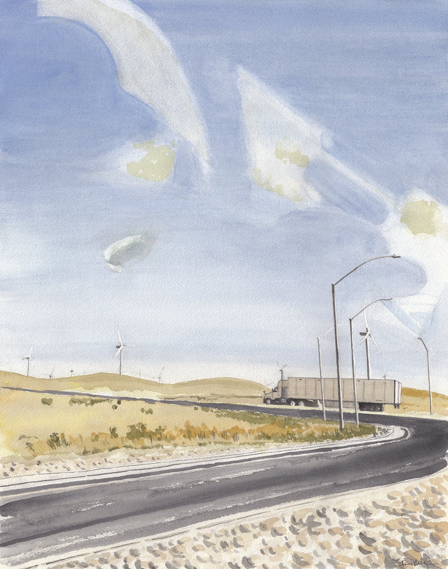 Driving Past Wind Turbines, Part 2, Highway Scene