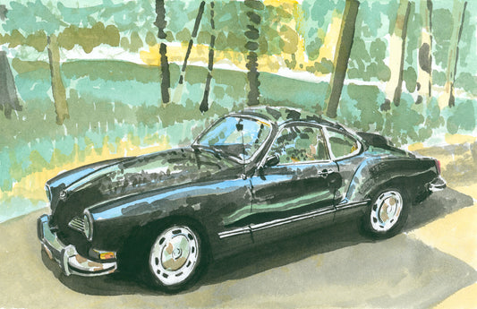 Black 1973 Volkswagen Karmann Ghia, Classic Car, Print