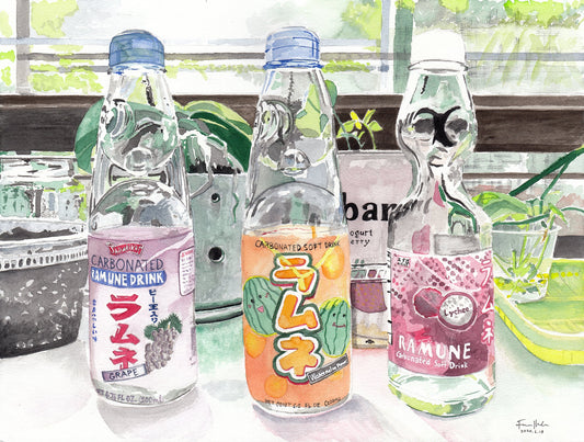 Ramune Bottles on Windowsill