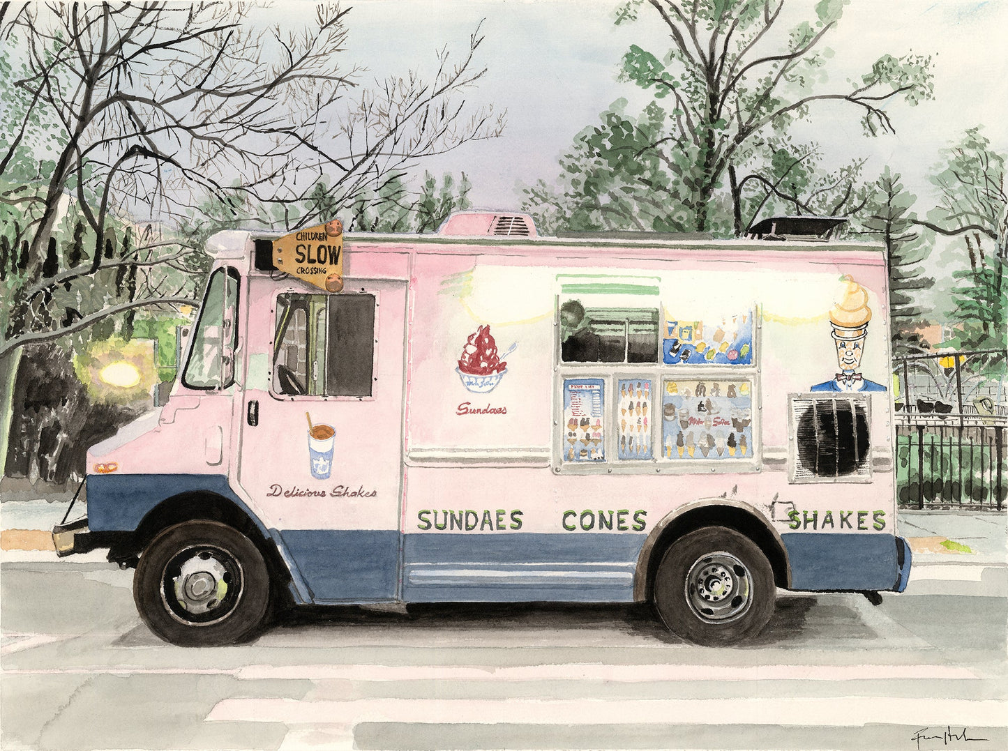 Mister Softee at Dusk, Street Scene