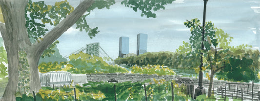 View of Fort Lee and GWB from Fort Tryon, Cloisters, Plein Air, Hudson River, River Scene